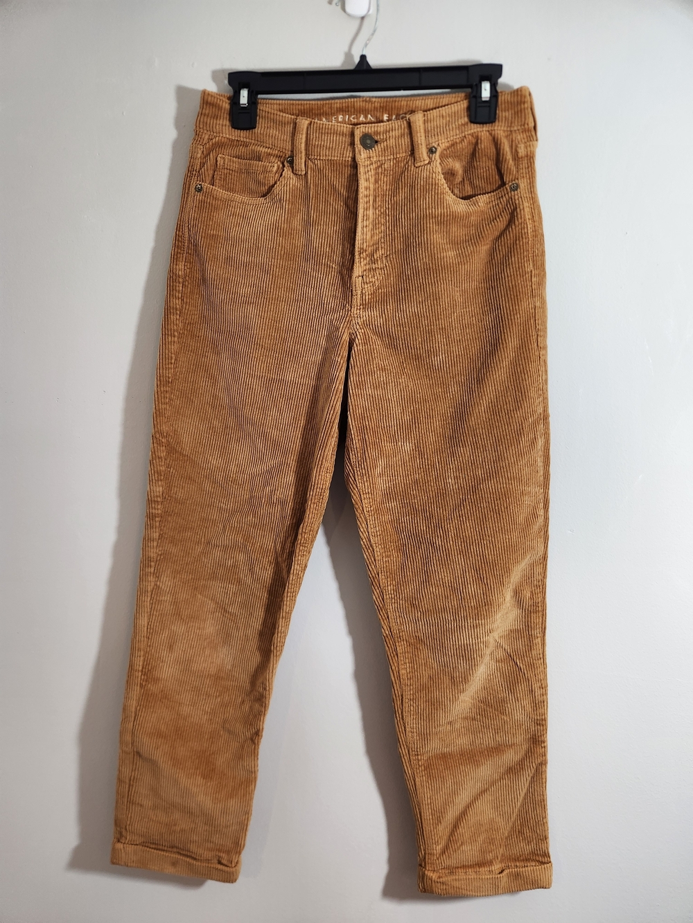 American Eagle Outfitters Straight Leg Corduroy Pants Harvest Gold Camel Short
